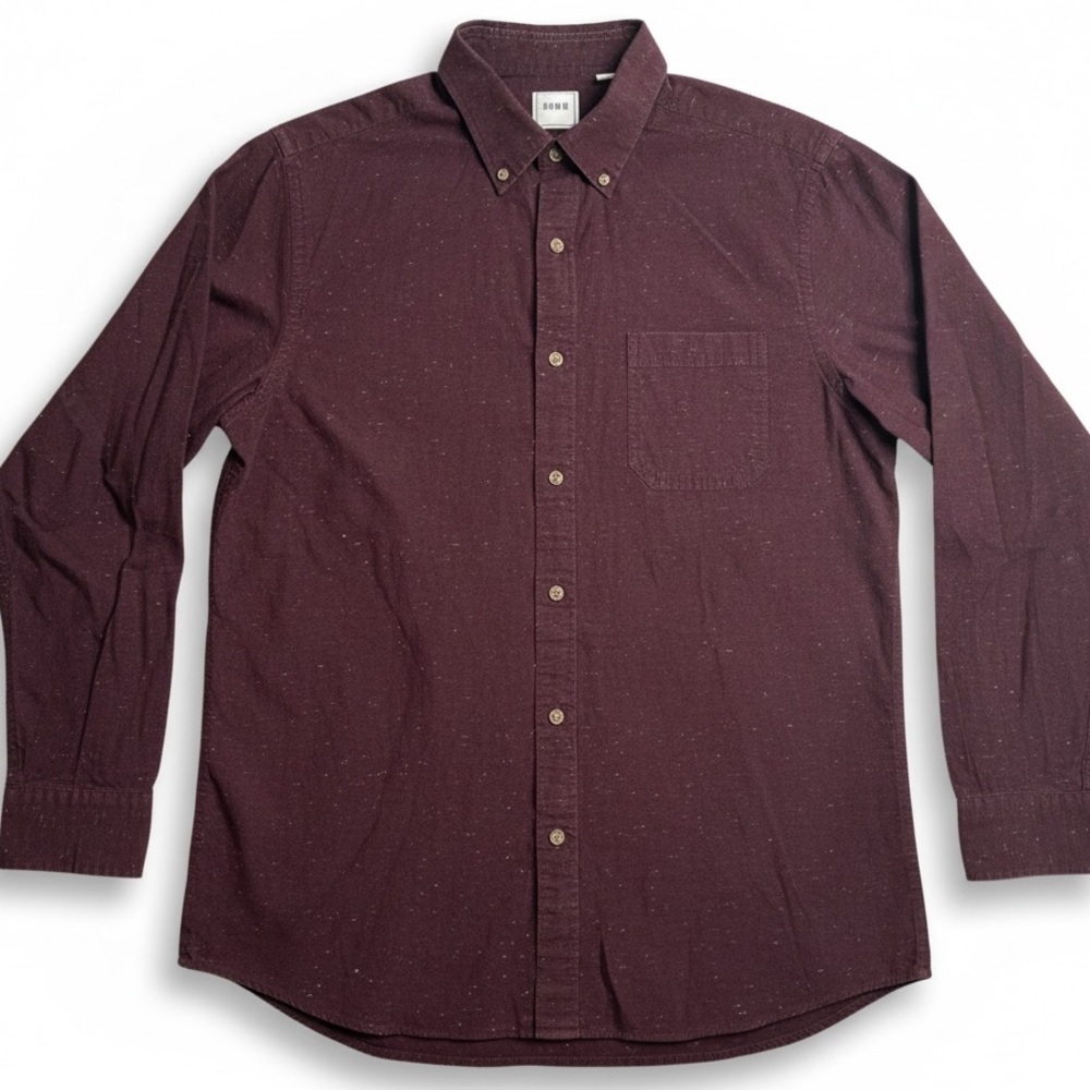 ROWN Men’s‎ Long Sleeve Button Down Shirt Maroon Premium Fabric Size Large
